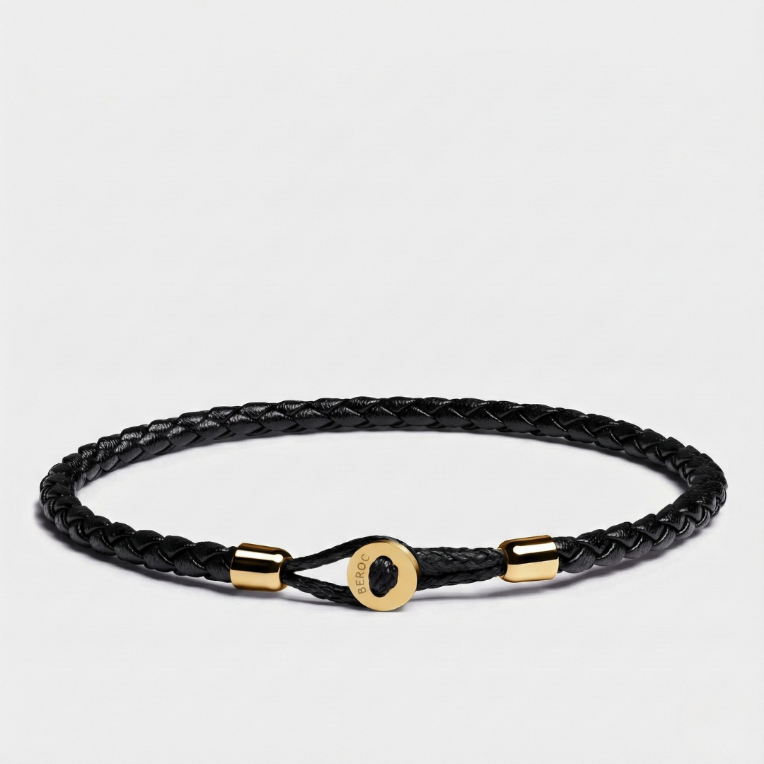 Pulseira de Couro Minimalista Uno Gold Beroc