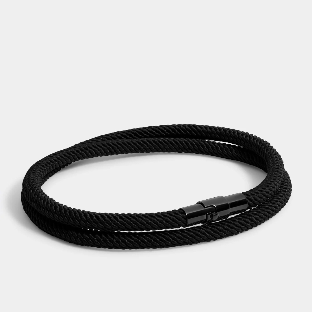 Pulseira de Corda Preta Minimalista Wave Beroc