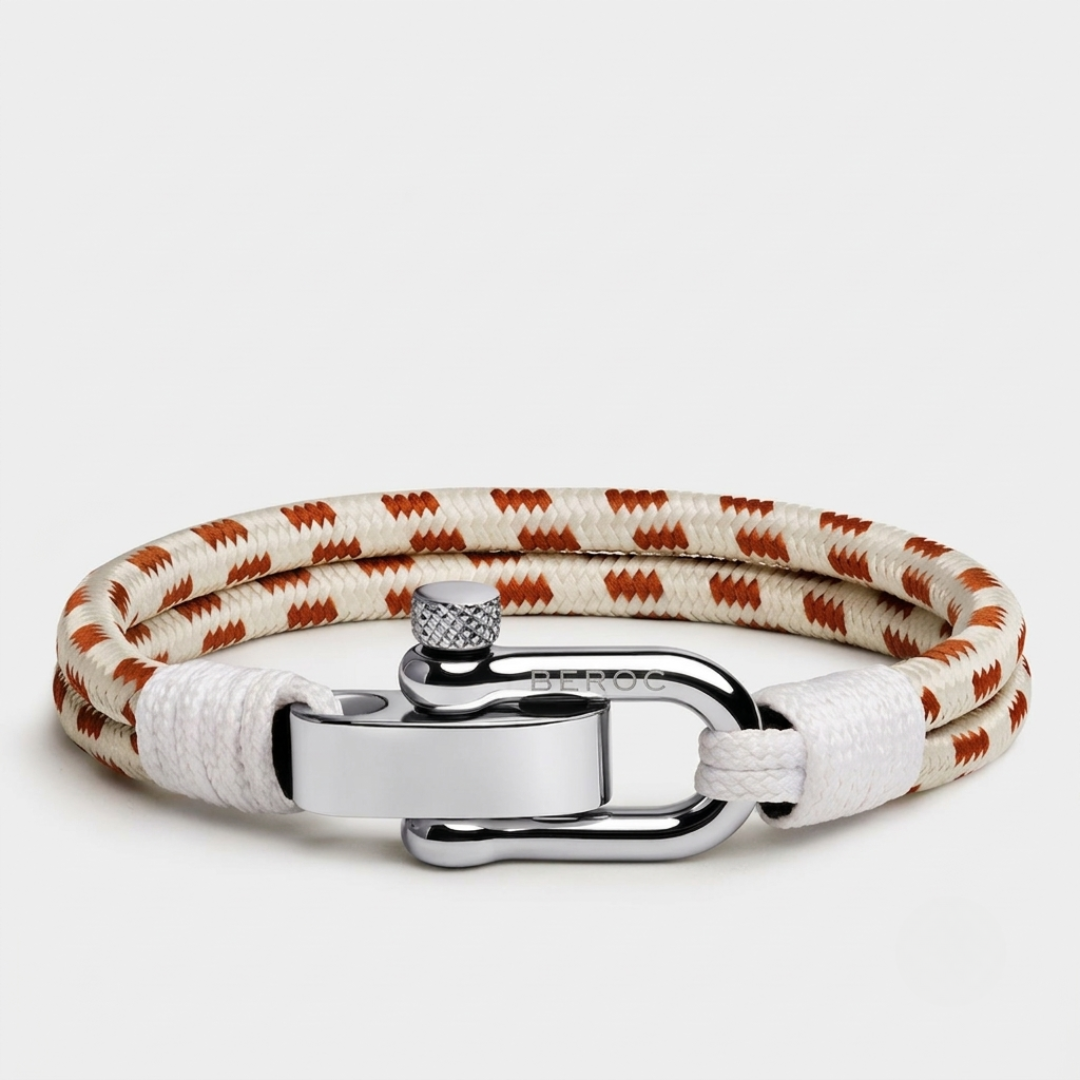 Pulseira de Corda Branca e Marrom Veleiro Beroc