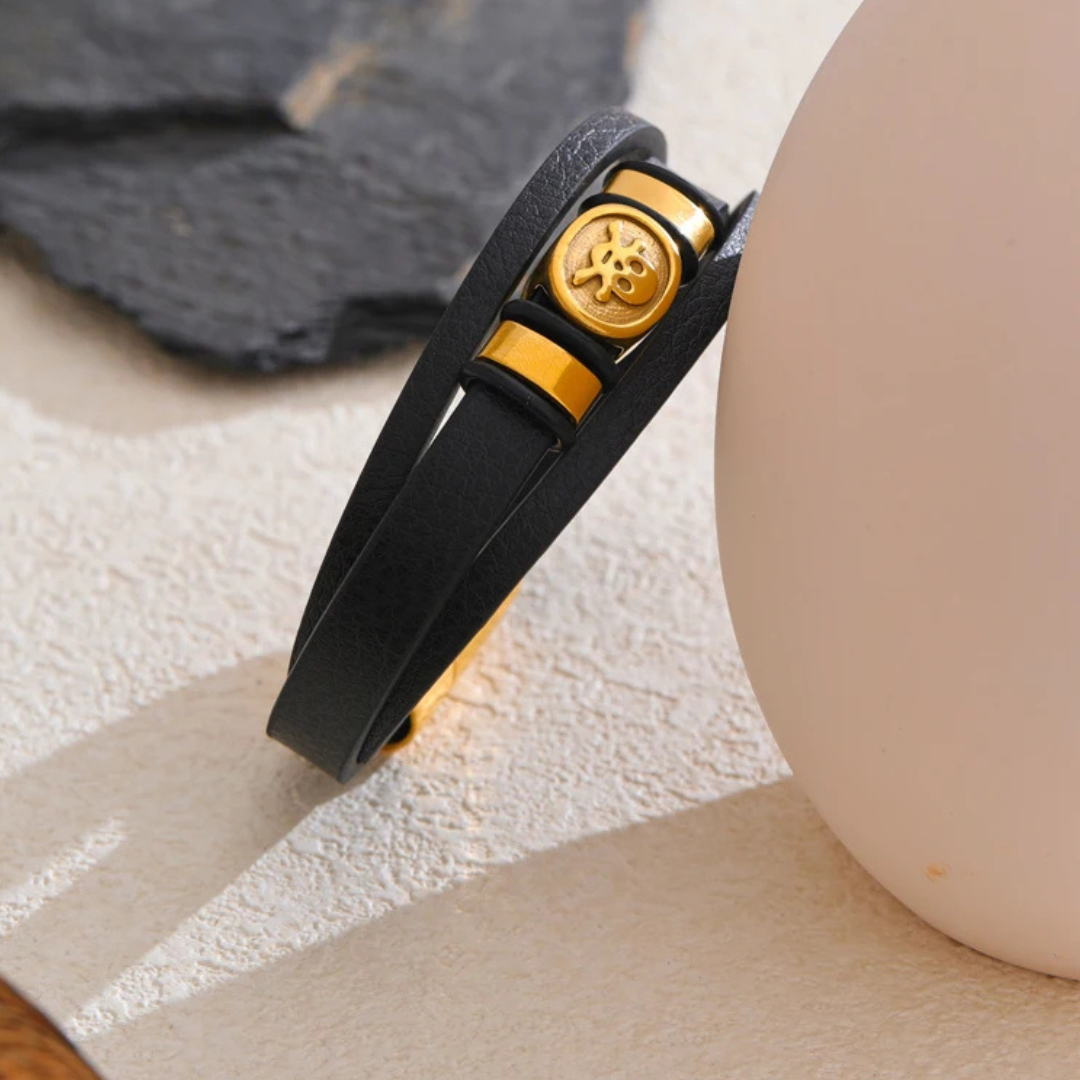 Pulseira de Couro de Ouro Spartan Beroc