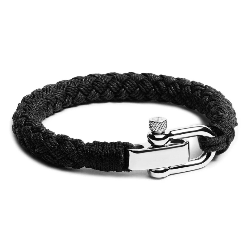 Pulseira de Corda de Algodão Preta Gio Beroc