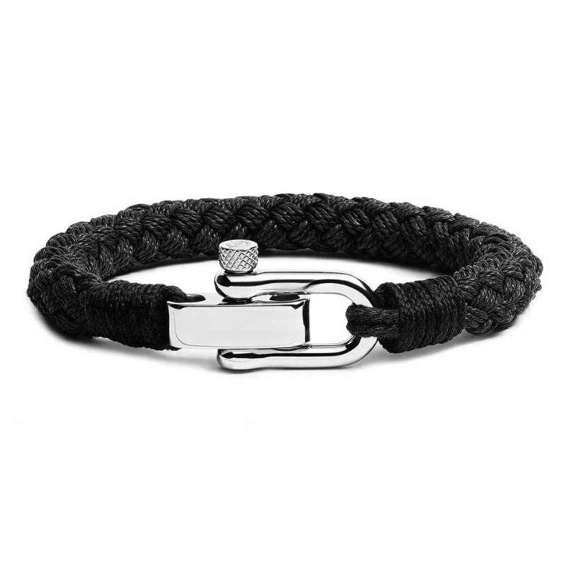 Pulseira de Corda de Algodão Preta Gio Beroc