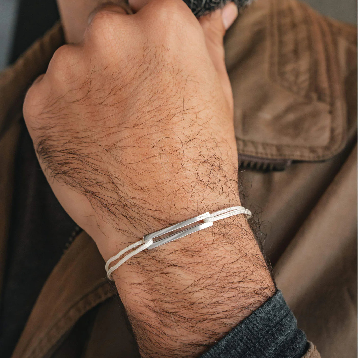 Pulseira Ajustável de Corda Branca Marfim Beroc