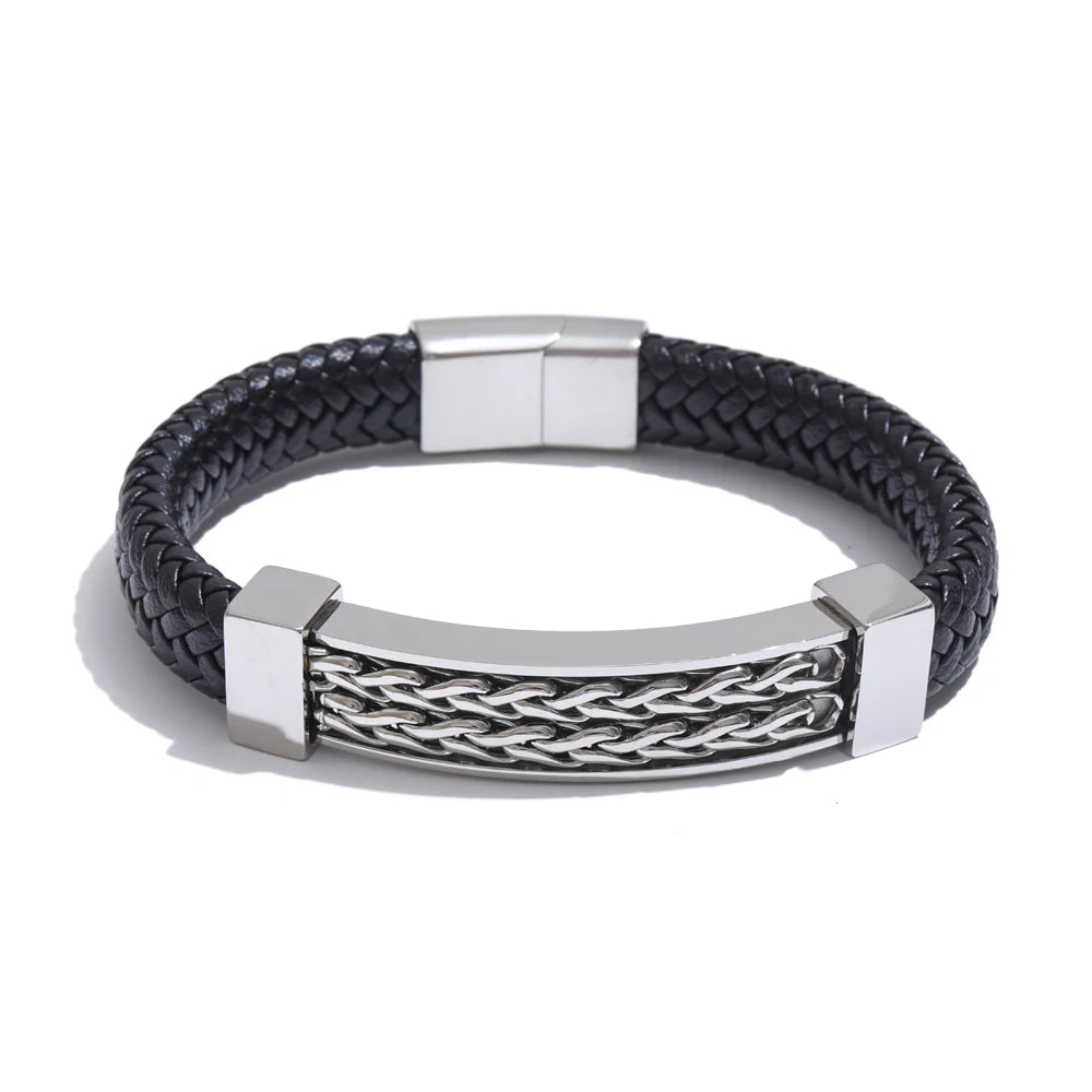 Pulseira de Couro de Ouro Drakkar Beroc