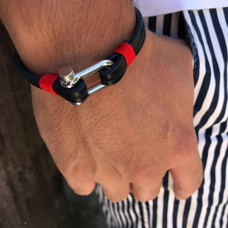 Pulseira Nautic Preta/Vermelha