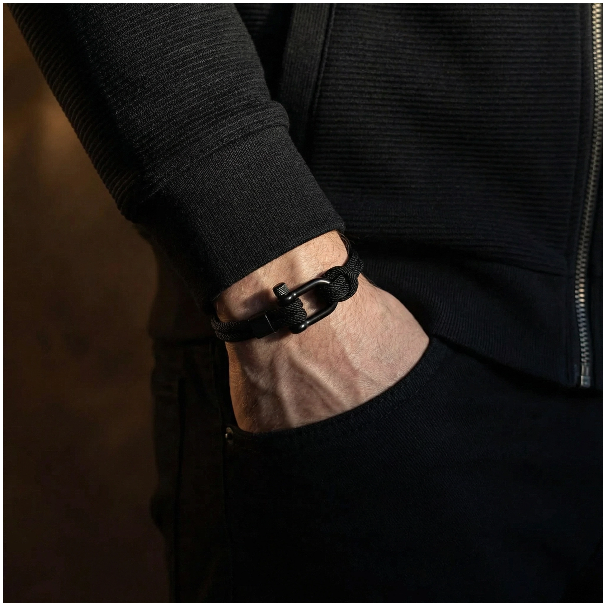 Pulseira de Corda Preta Malibu Black Beroc