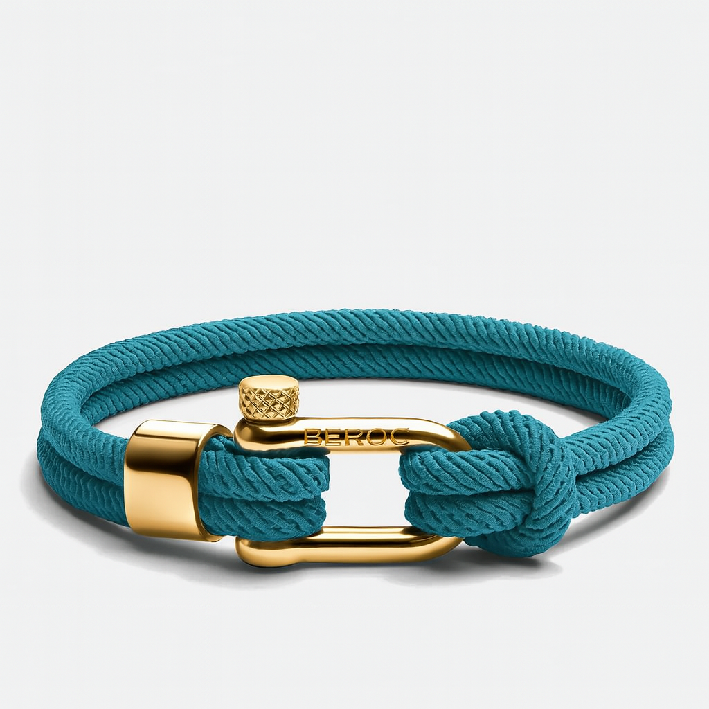 Pulseira de Corda Azul Claro Malibu Gold Beroc