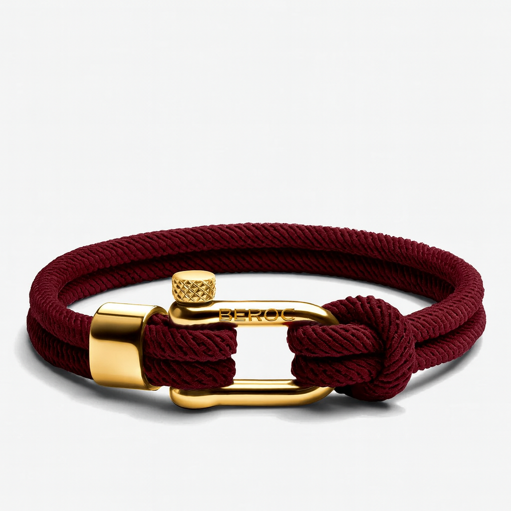 Pulseira de Corda Vinho Malibu Gold Beroc