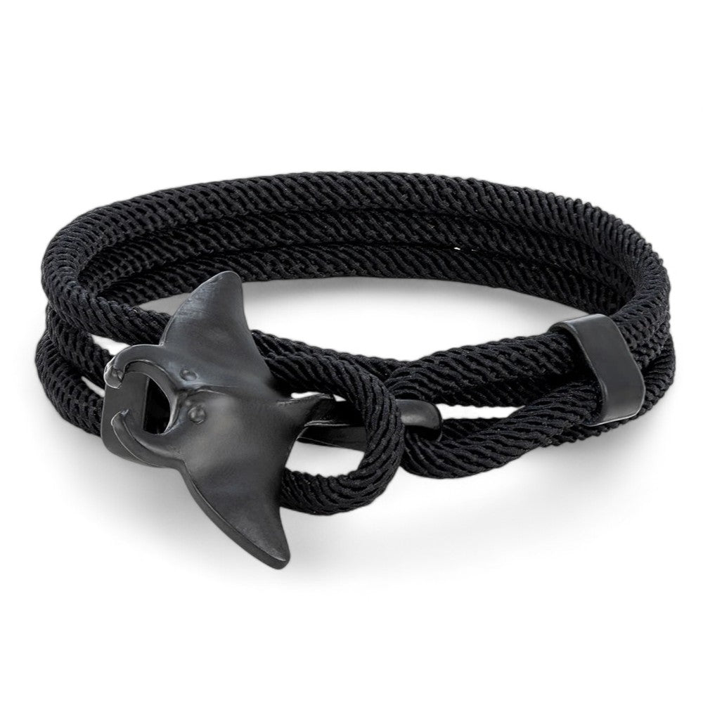 Pulseira de Corda Náutica Preta Manta Oceânica Beroc