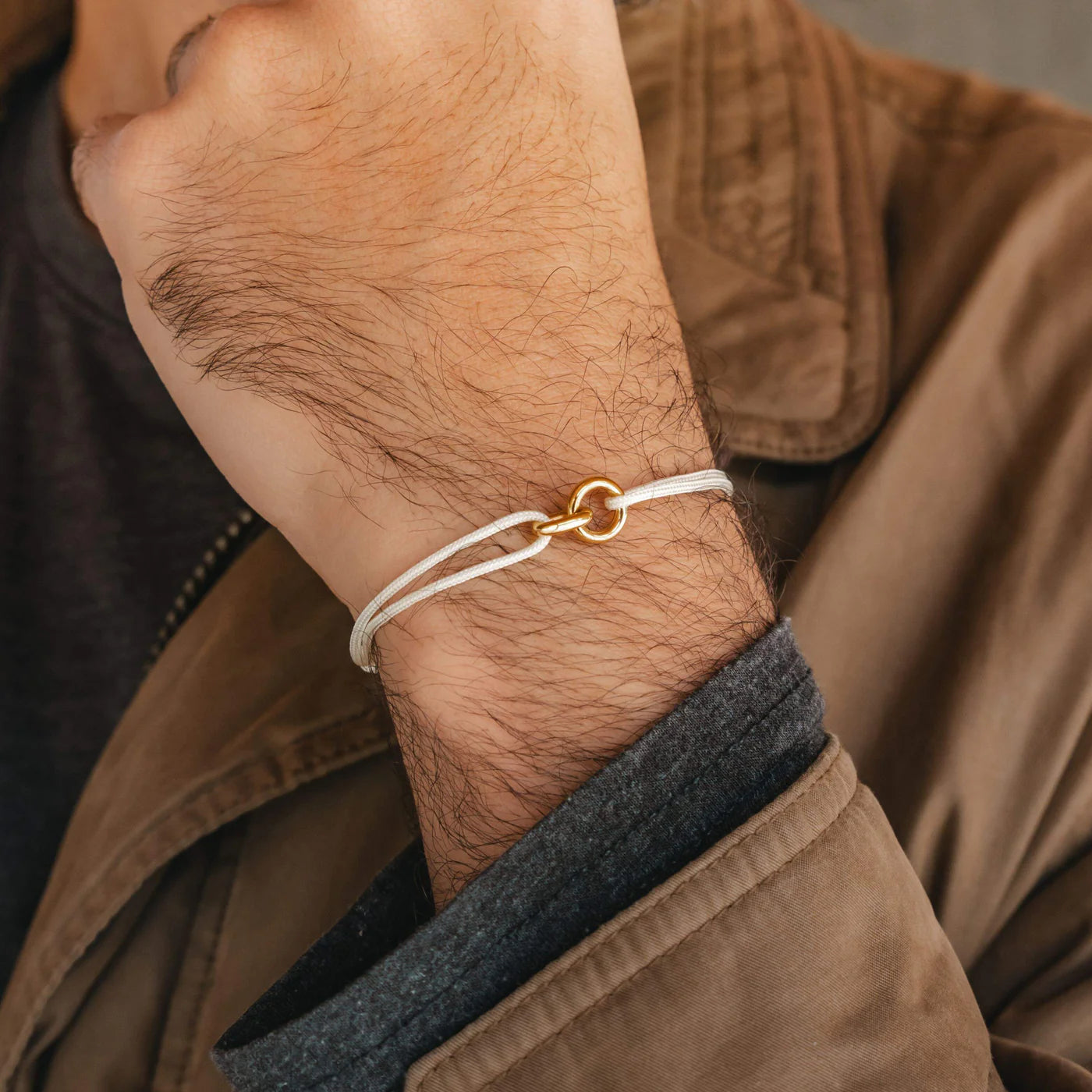 Pulseira Ajustável de Corda Branca Orbital Beroc