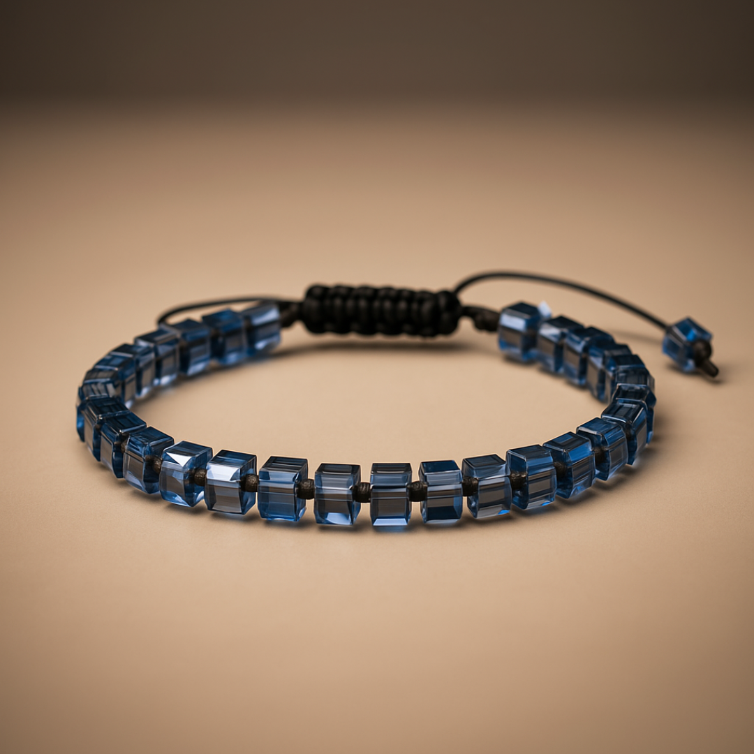 Pulseira Masculina Cristal Azul Cúbico Beroc