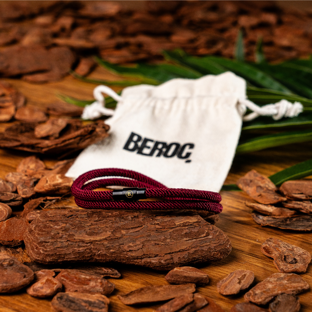 Pulseira de Corda Vinho Minimalista Wave Beroc