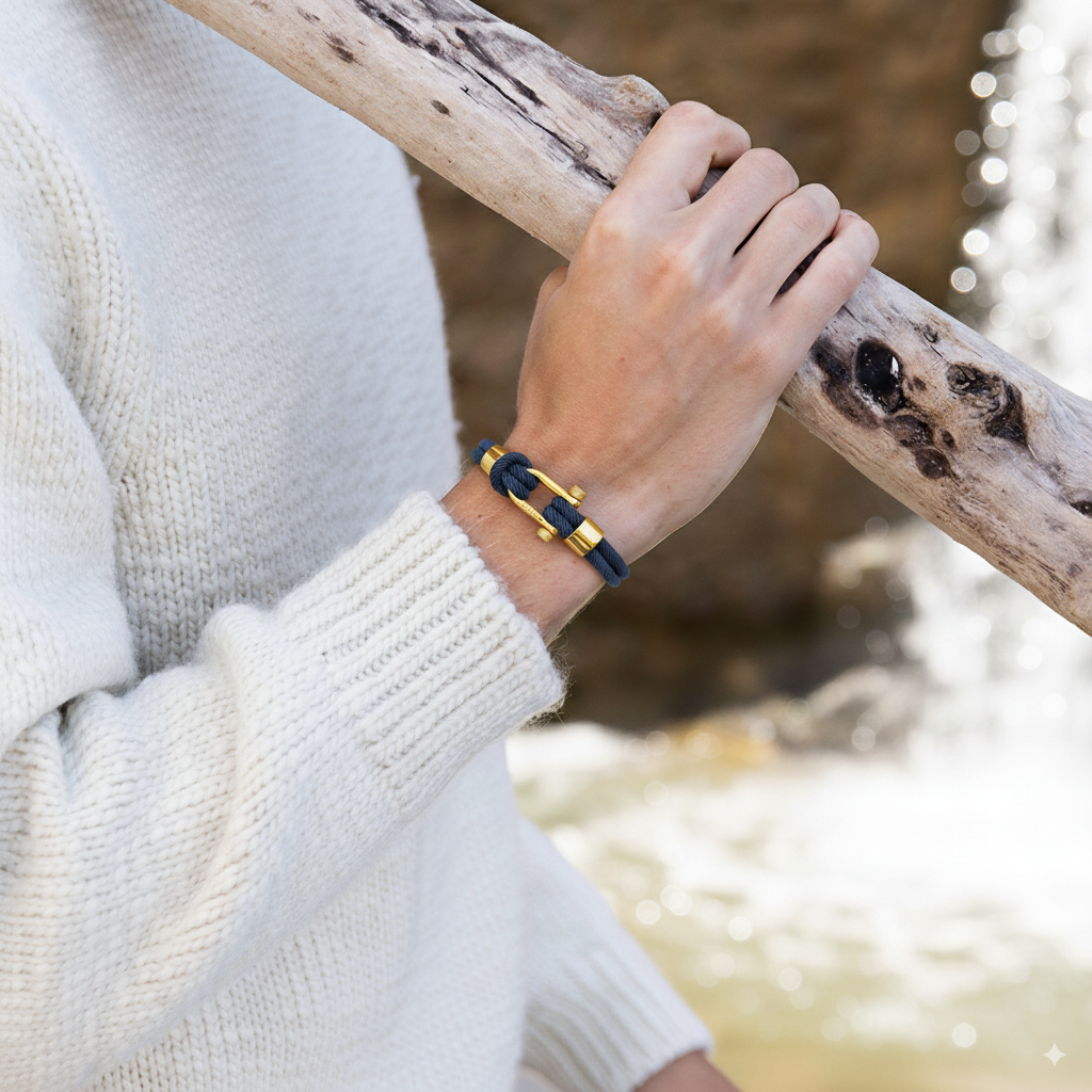 Pulseira de Corda Azul Malibu Gold Beroc