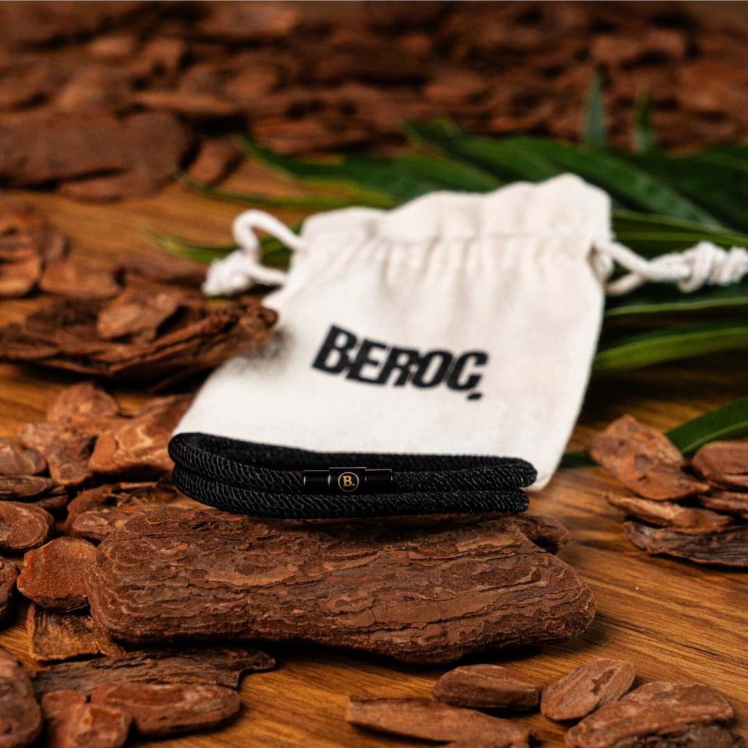 Pulseira de Corda Preta Minimalista Wave Beroc
