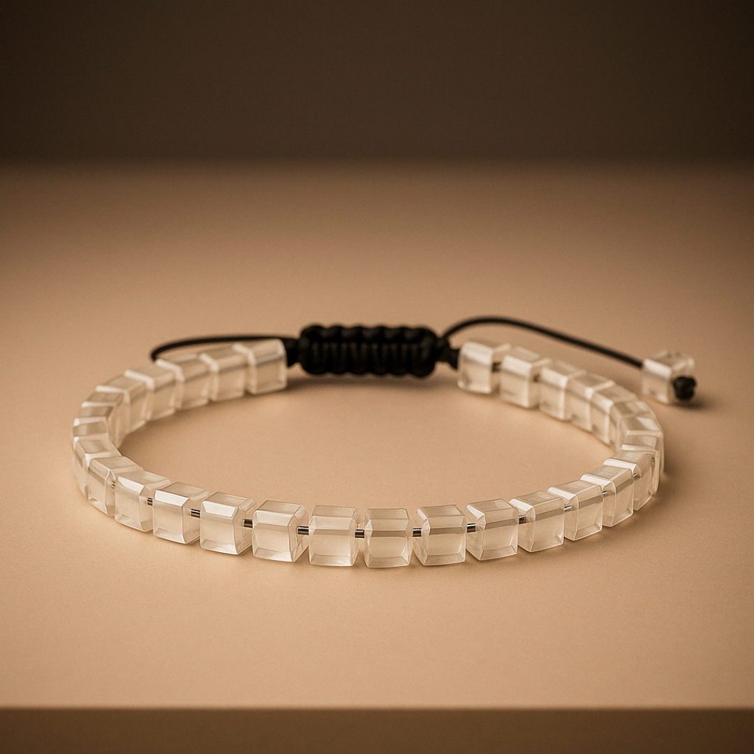 Pulseira Masculina Cristal Translúcido Cúbico Beroc
