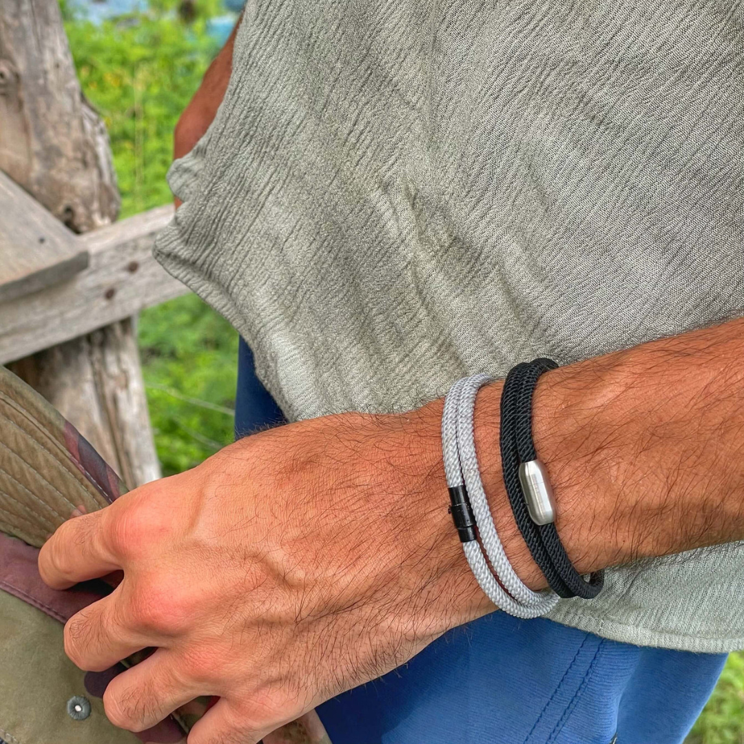 Pulseira de Corda Cinza Minimalista Wave Beroc