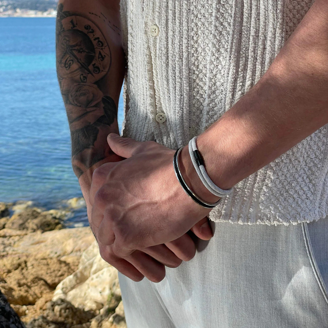 Pulseira de Corda Cinza Minimalista Wave Beroc