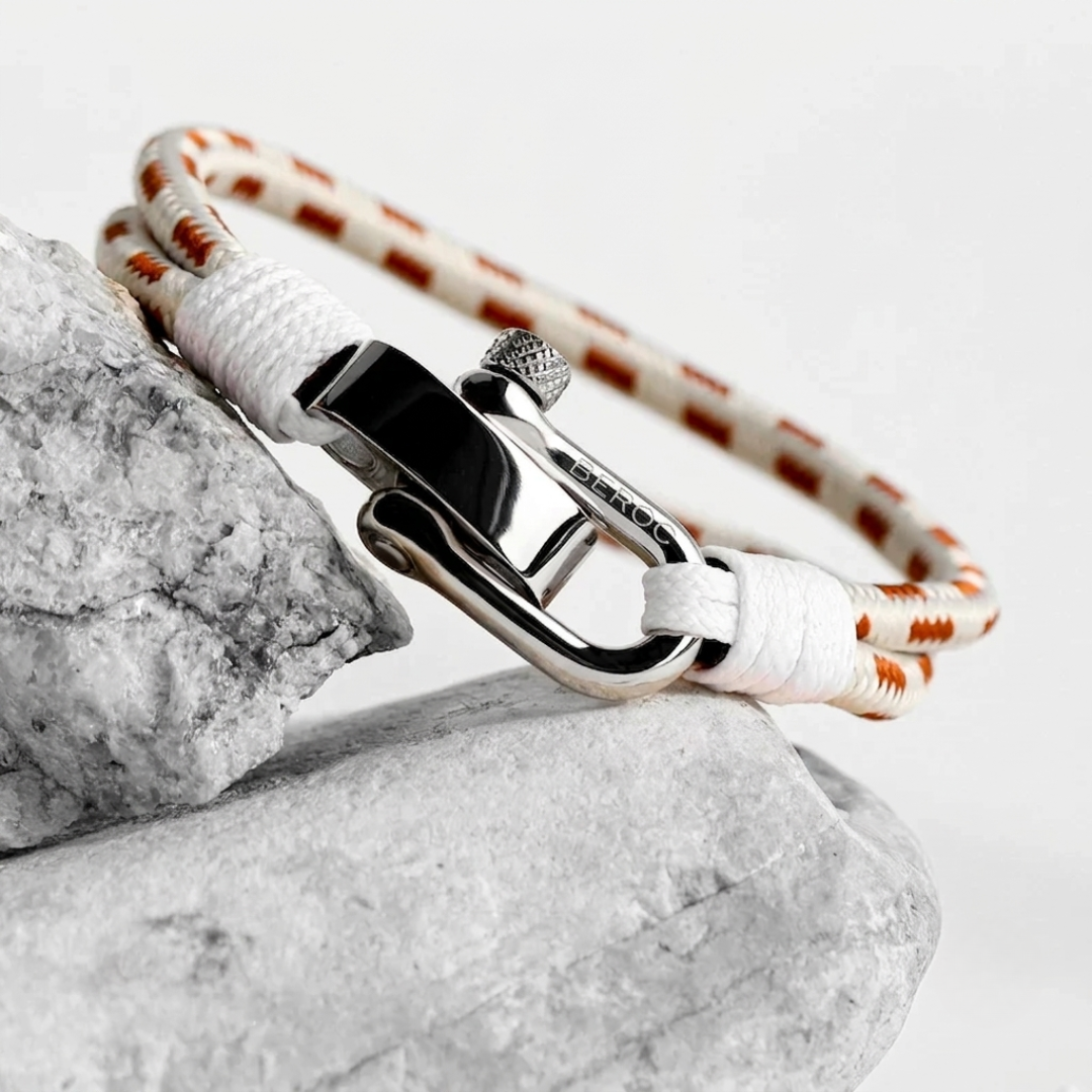 Pulseira de Corda Branca e Marrom Veleiro Beroc