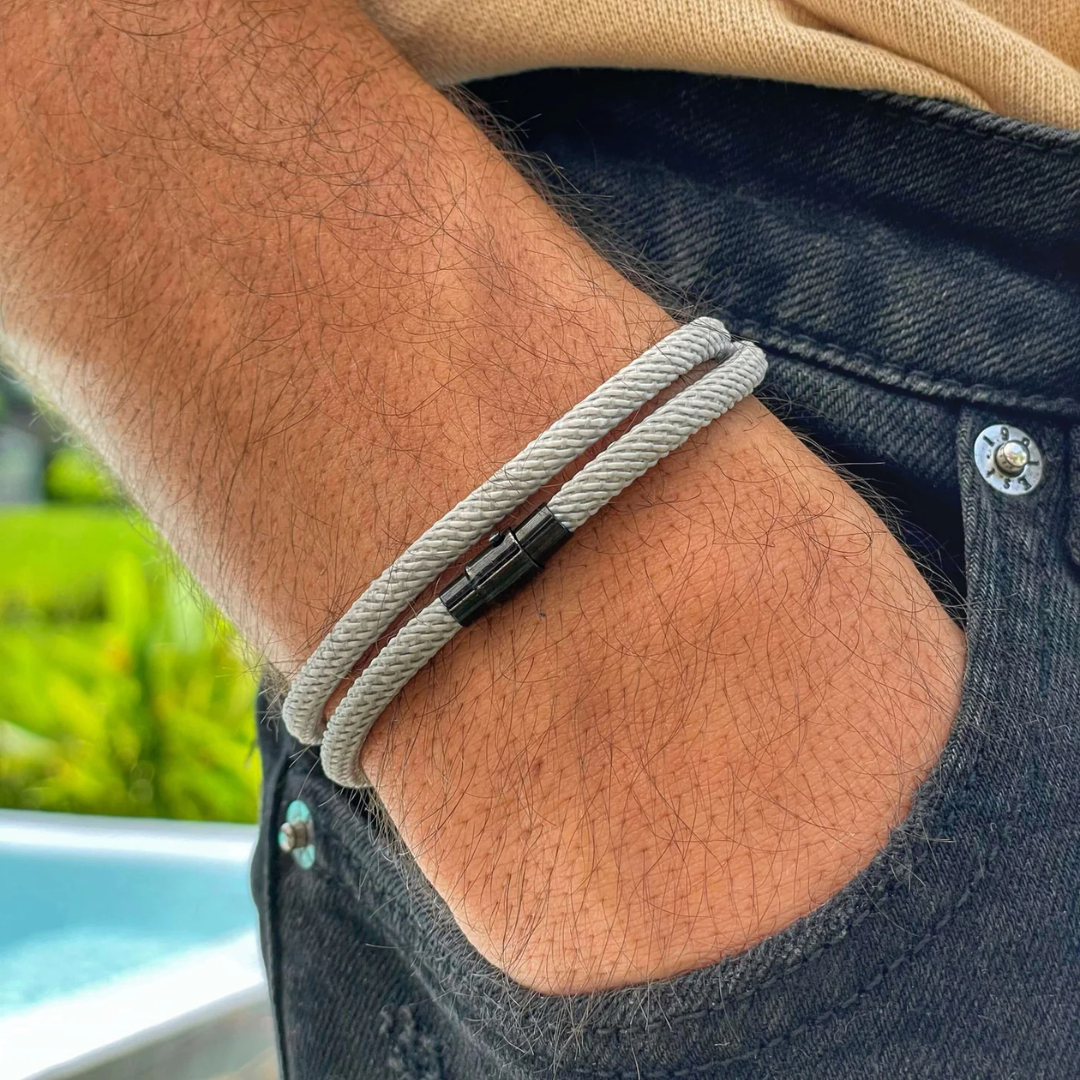 Pulseira de Corda Cinza Minimalista Wave Beroc
