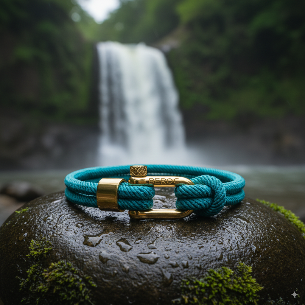 Pulseira de Corda Azul Claro Malibu Gold Beroc