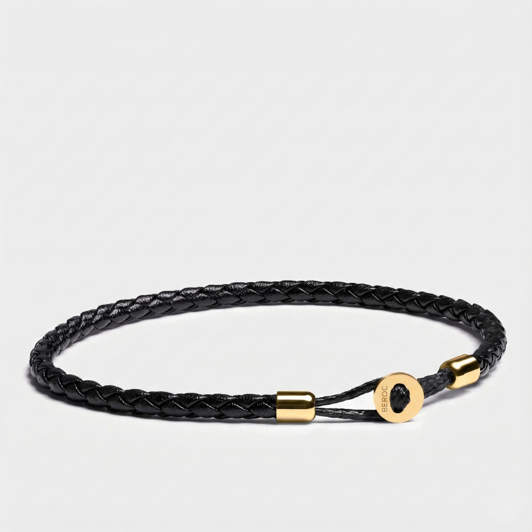 Pulseira de Couro Minimalista Uno Gold Beroc