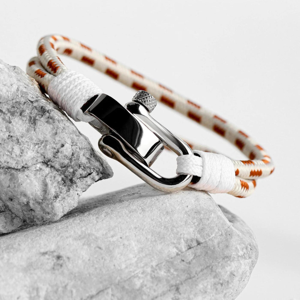 Pulseira de Corda Branca e Marrom Veleiro Beroc