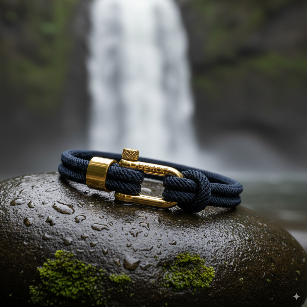 Pulseira de Corda Azul Malibu Gold Beroc