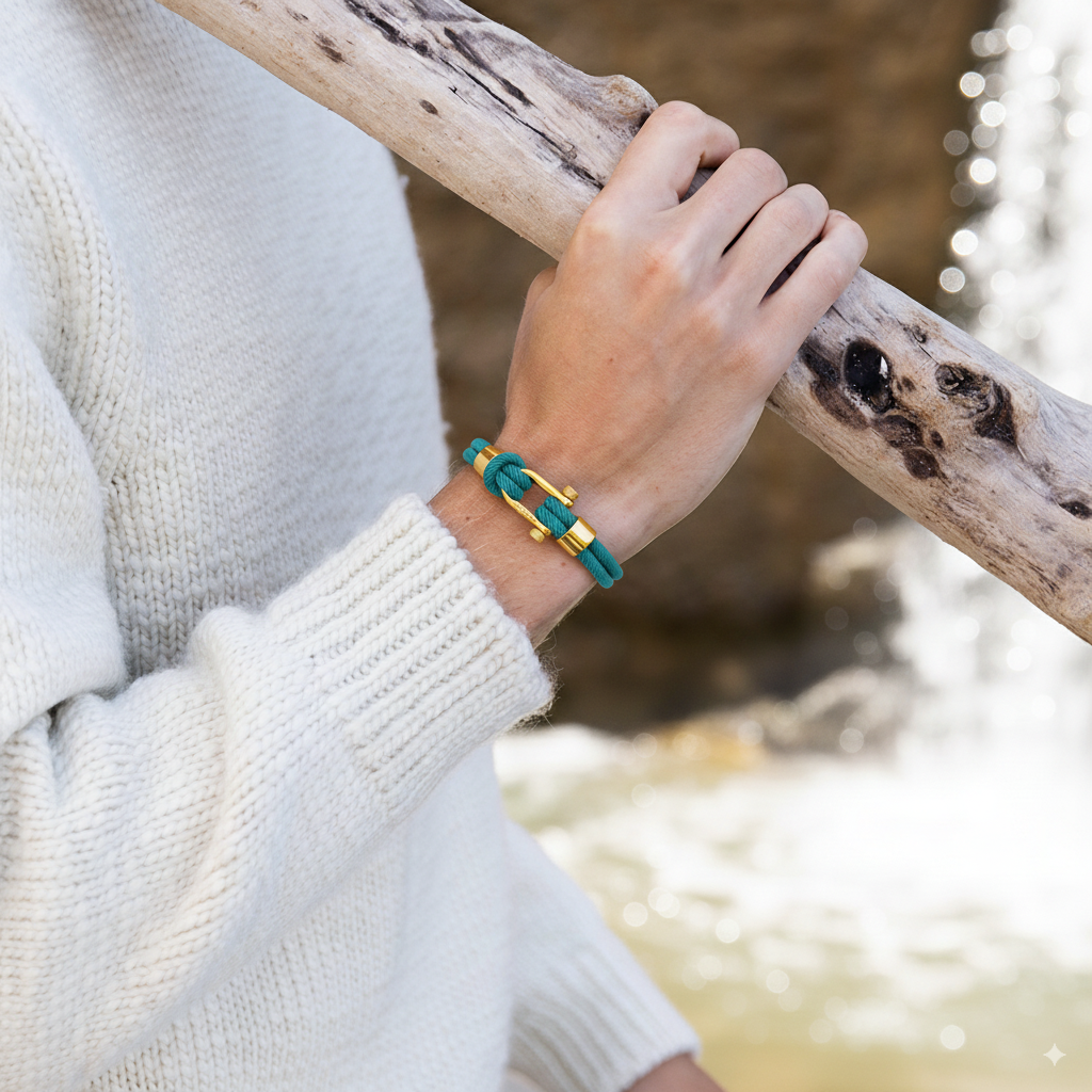 Pulseira de Corda Azul Claro Malibu Gold Beroc