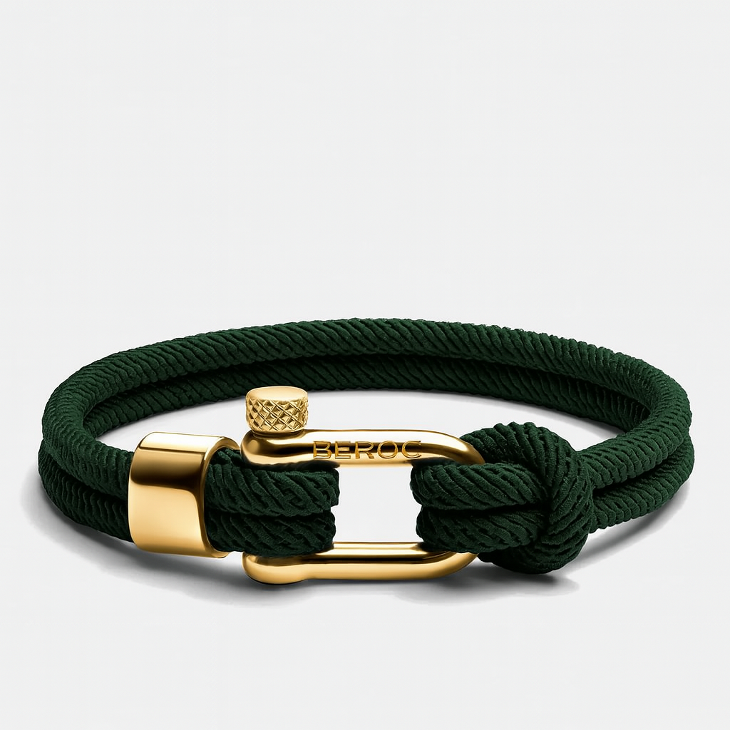 Pulseira de Corda Verde Escuro Malibu Gold Beroc