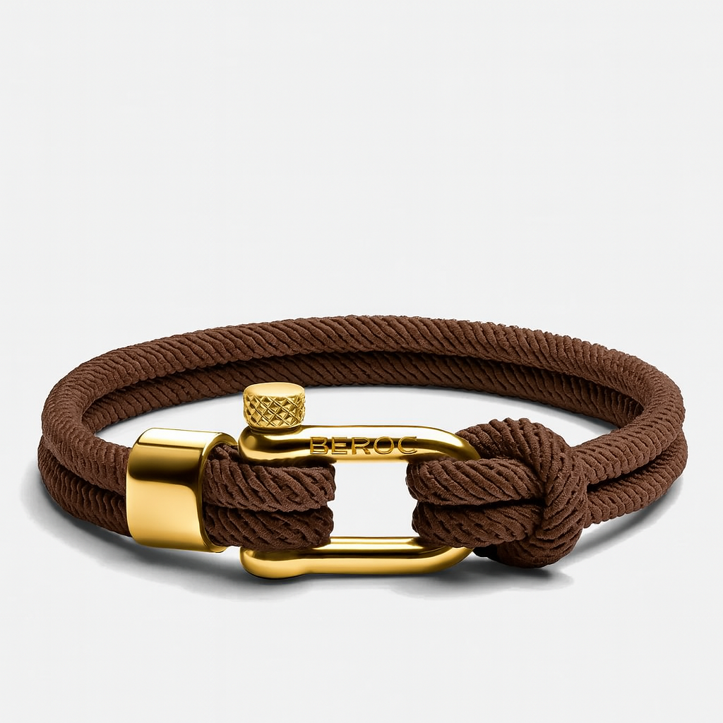 Pulseira de Corda Marrom Malibu Gold Beroc