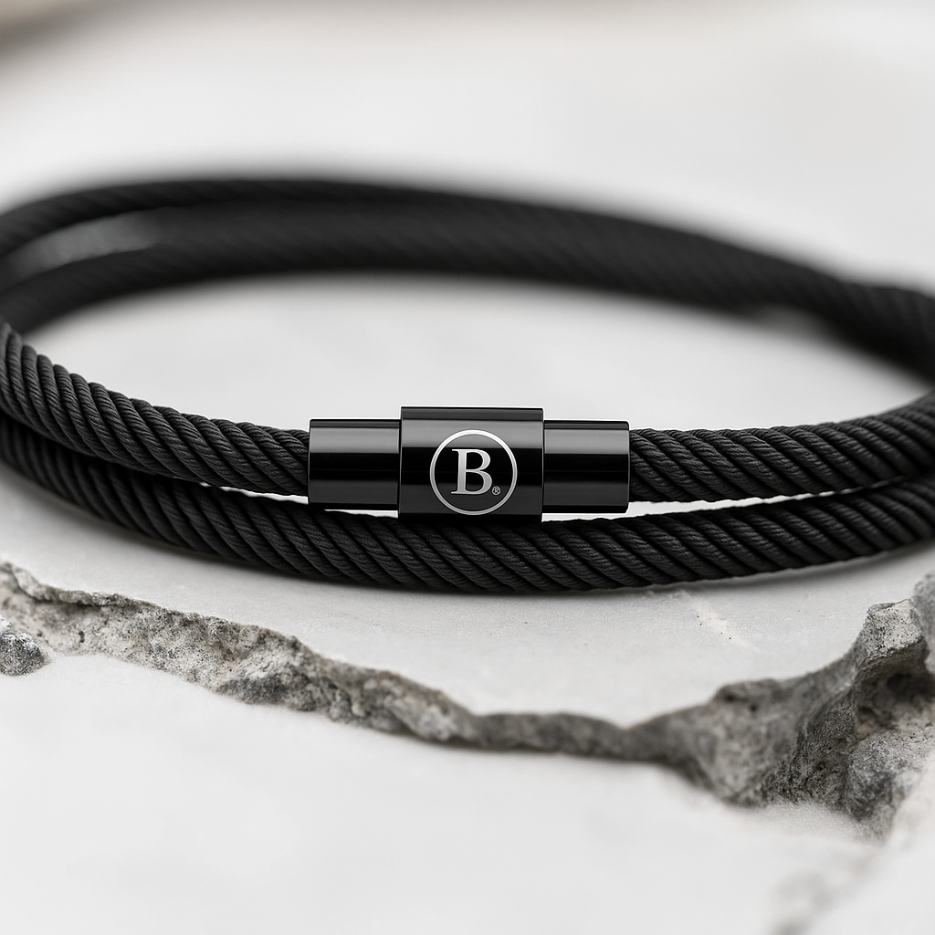 Pulseira de Corda Preta Minimalista Wave Beroc